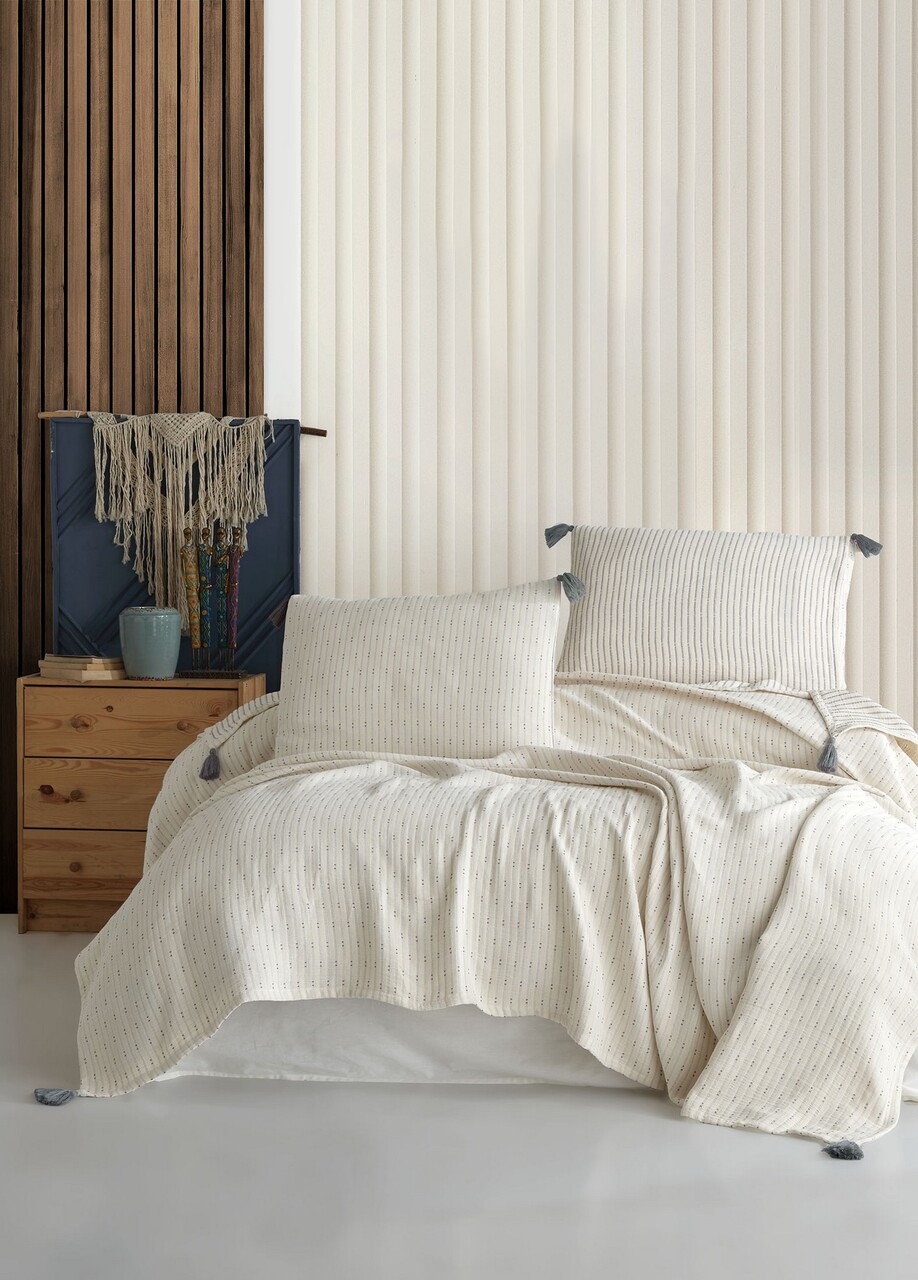 Set cuvertura pique dubla, L'essentiel Maison, Hermes, Antracit - imagine 3